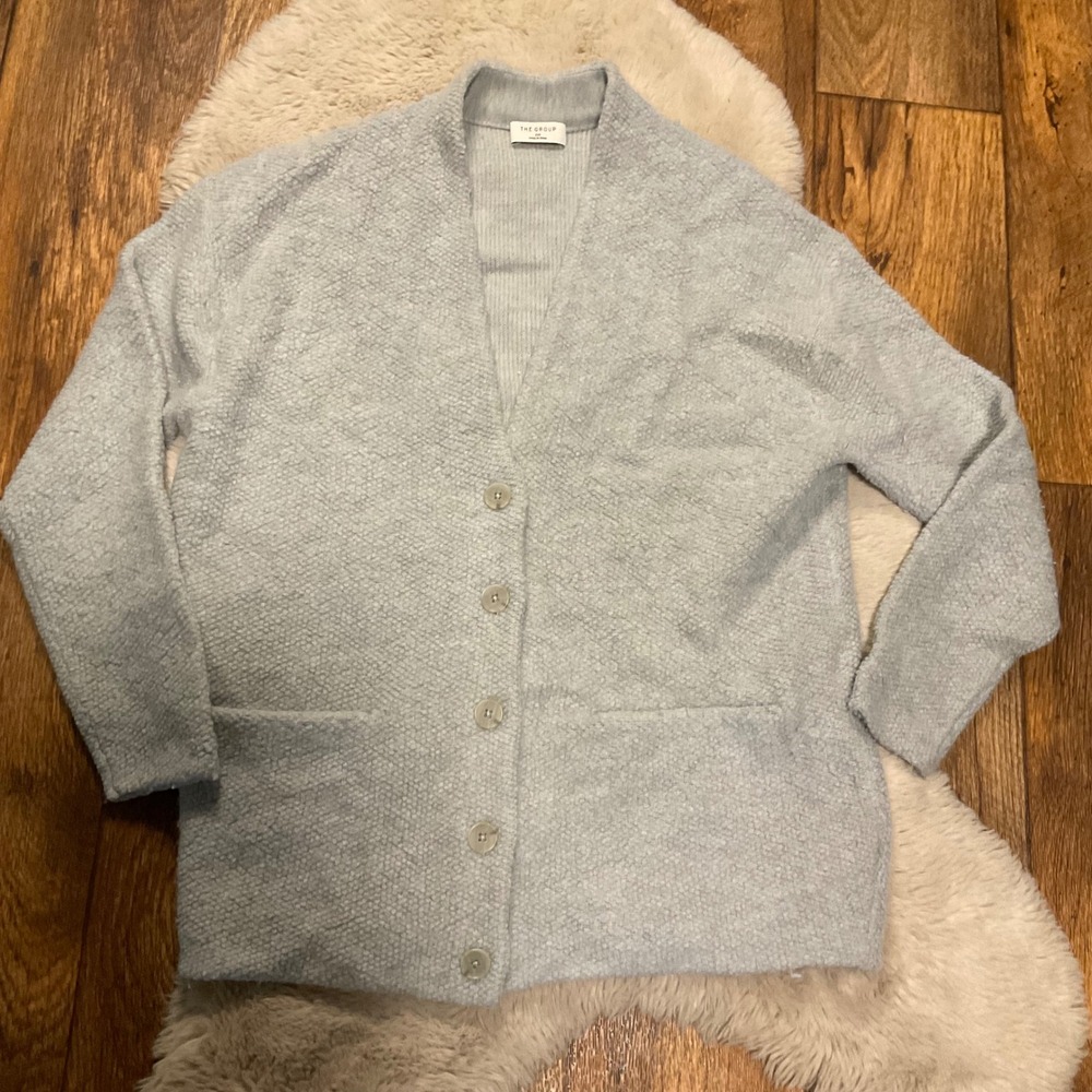 Aritzia The Group 2XS Gray Oversized Button Front By Babaton 100% Wool Womens